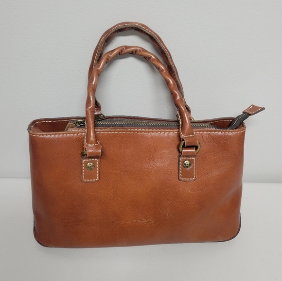 Patricia Nash Heritage Collection Angela  Brown Leather Shoulder Satchel. - Picture 1 of 16